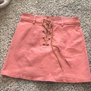 Peach mini lace skirt